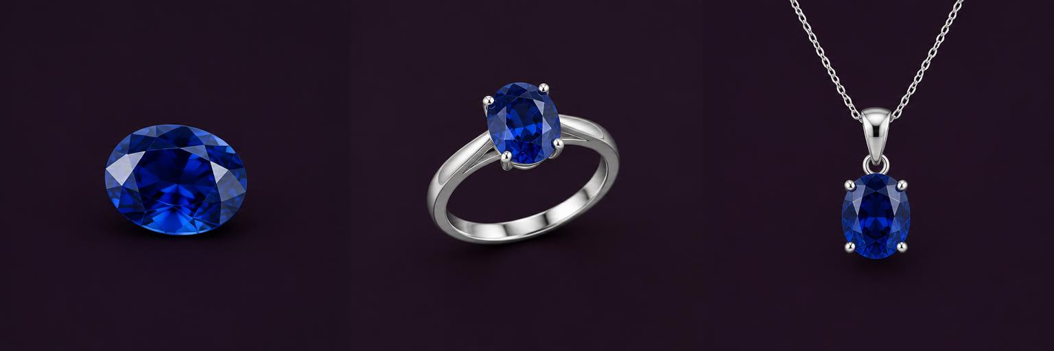 Blue Sapphire side angle, ring and pendant design illustrations