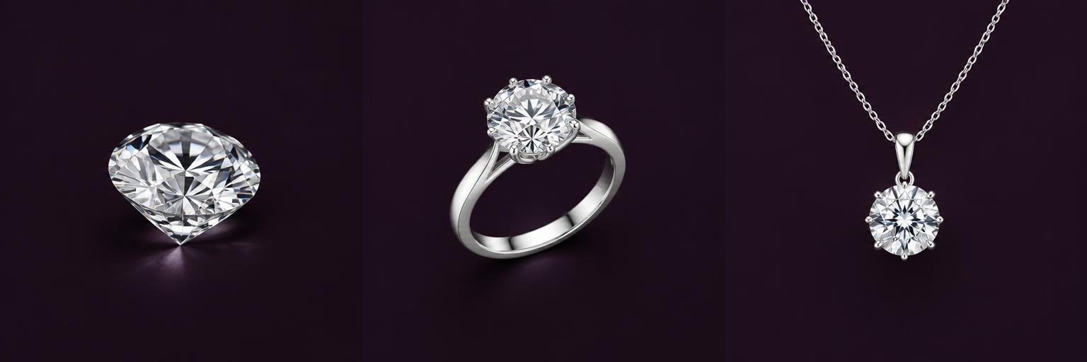 Diamond side angle, ring and pendant design illustrations