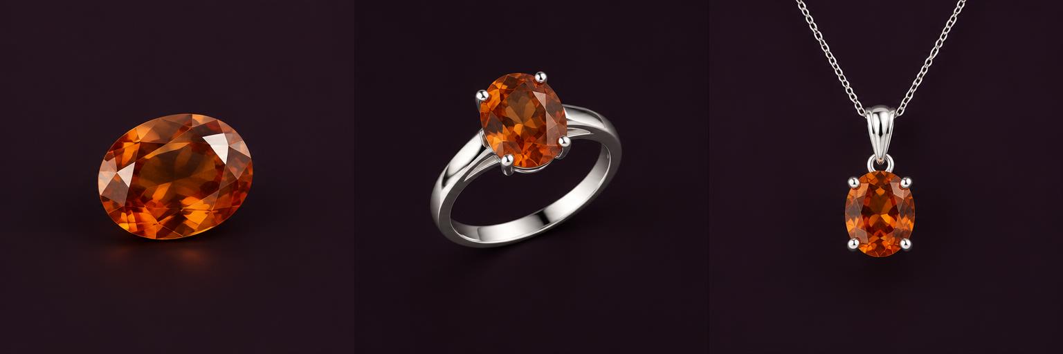 Hessonite side angle, ring and pendant design illustrations